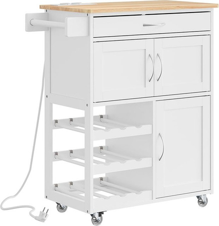 SoBuy Küchenwagen Modern in Weiß mit 1 Schublade, B: 75 cm, T: 37 cm, H: 87 cm
