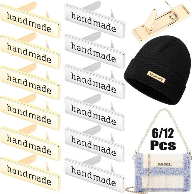 Handgefertigte rechteckige Metalletiketten aus Legierung für Kleidung, Jeans und Taschen in Silber und Gold - Bild 1