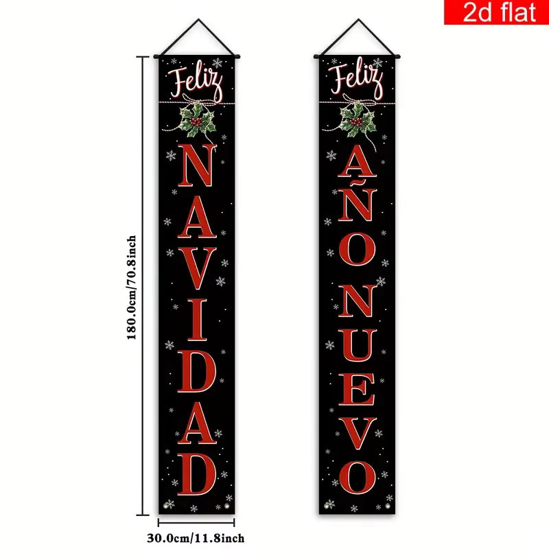 VIKAMA 2er-Set spanische dekorative Couplets für Weihnachten und Partys, Schwarz, B/H: 30 x 180 cm - Bild 4