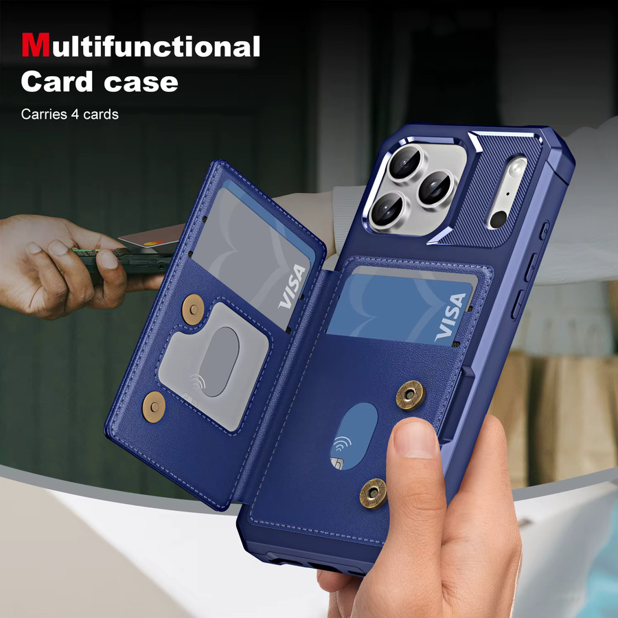 Leder Handyhülle mit Kartensteckplatz und Ständer für iPhone 17 16 15 14 13 12 Pro Max Plus und 16E von szHAIyu in Blau und Lila - Bild 3