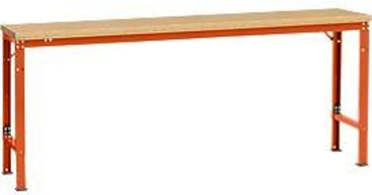 Manuflex Arbeits-Grundtisch UNIVERSAL Spezial mit Multiplexplatte, Farbe: Orange, B/T/H: 200 x 80 x 72,2-102,2 cm - Bild 2