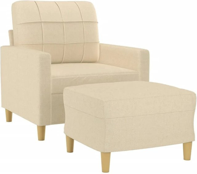 vidaXL Sessel mit Hocker in Beige, moderner Relaxsessel aus Stoff mit Armlehnen - Bild 1