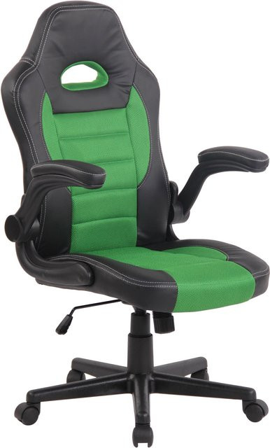 TPFLiving Bürostuhl Jonas in Grün aus Kunstleder mit Armlehnen und Rollen, B/T/H: 66,0 x 60,0 x 128,0 cm - Bild 1
