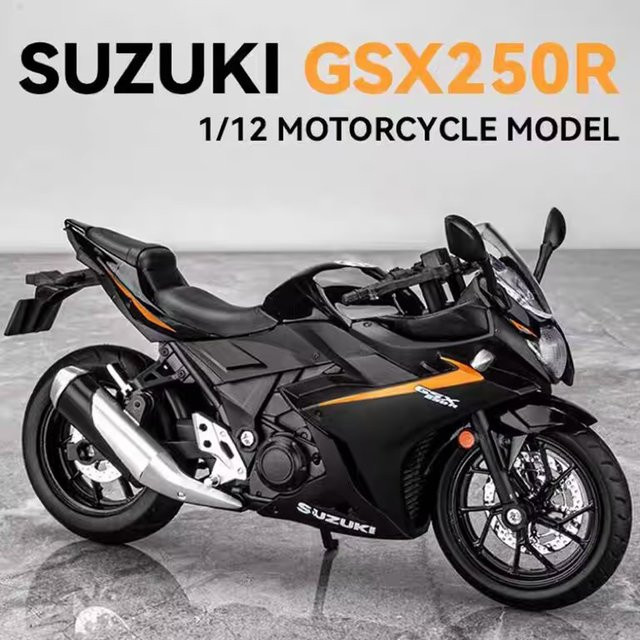 MAKEDA Suzuki GSX250R GSX1000R Motorrad Modell, 1:12, Metall, mit Licht und Rad Stoßdämpfung - Bild 1