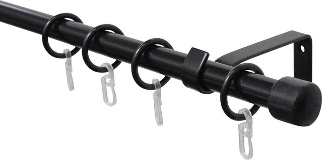Gardinia Gardinenstangen Set Cap 1-läufig aus Metall in Schwarz ausziehbar - Bild 1