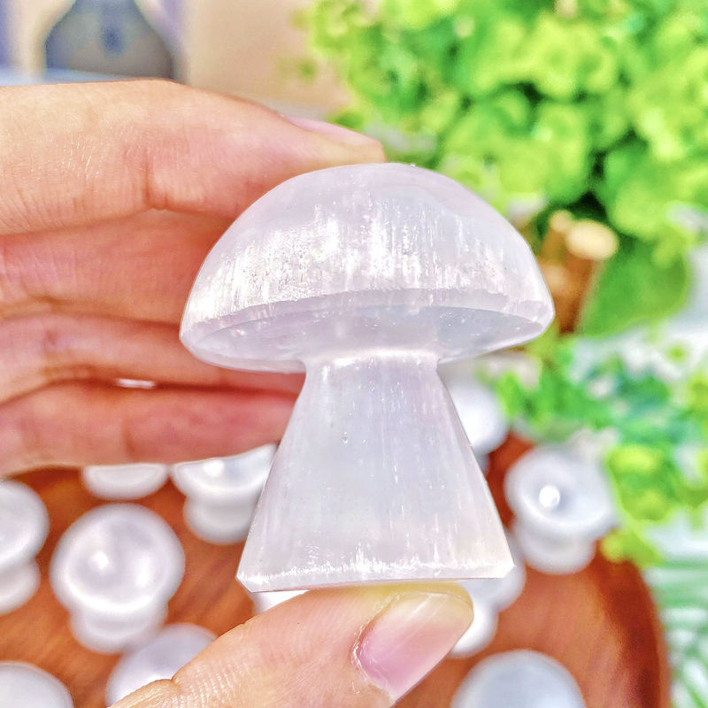 Hochwertige Selenit-Pilz-Skulptur aus weißem Stein als therapeutische Kristall-Dekoration - Bild 5
