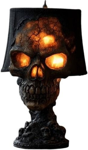 Linggo Gothic Totenkopf Schreibtischlampe mit LED-Magma-Effekt in Schwarz und Multicolour - Bild 1