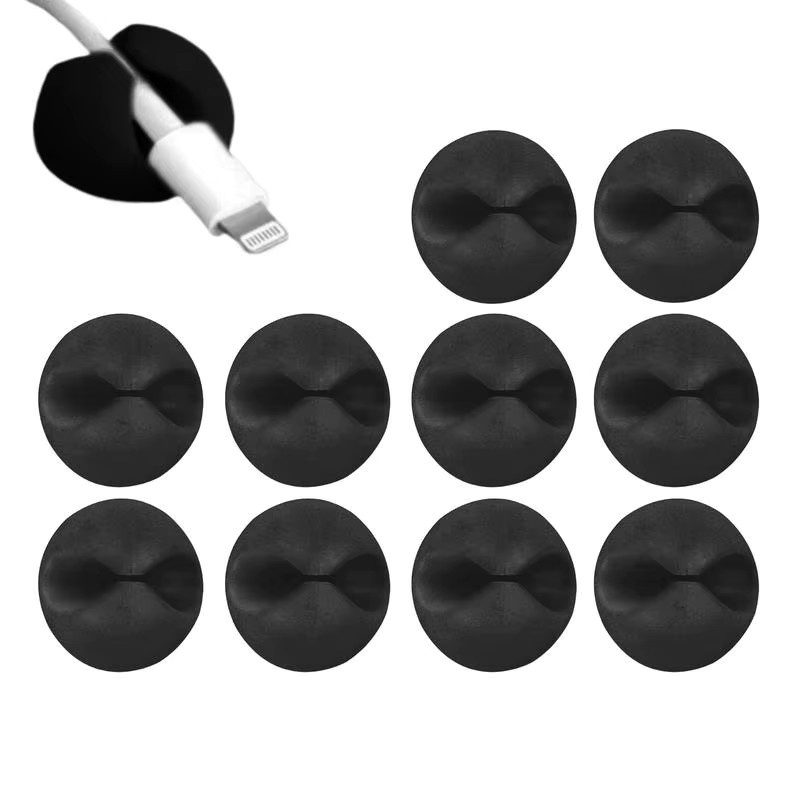 Selbstklebender Kabel-Organizer aus Kunststoff für deinen Schreibtisch, 10 Stück, Schwarz - Bild 2