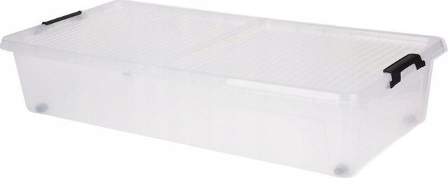 KOOPMAN Kunststoff-Aufbewahrungsbox auf Rollen, transparent und schwarz, B/H: 77,5 x 16,5 cm - Bild 1