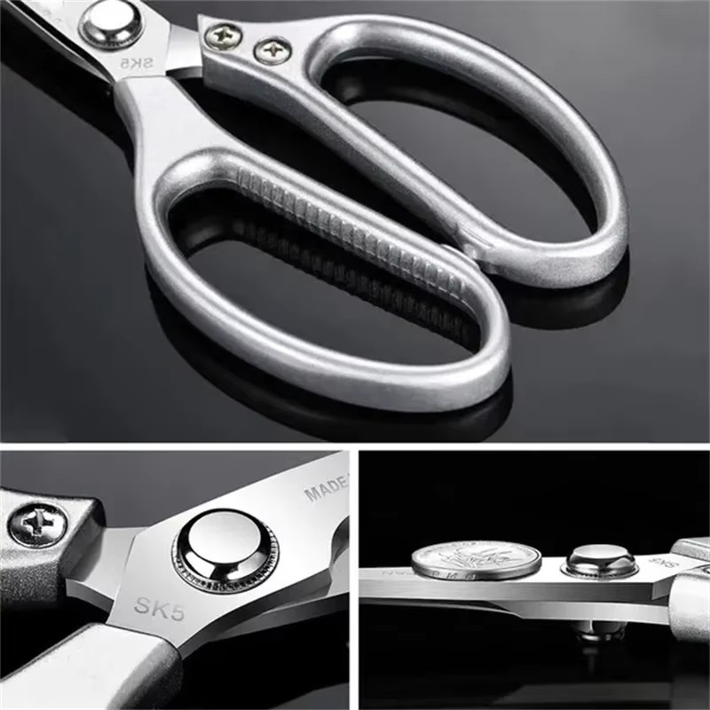 Professionelle Multifunktions-Küchenschere aus Edelstahl in Silber für Geflügel, Fisch und Knochen - Bild 3