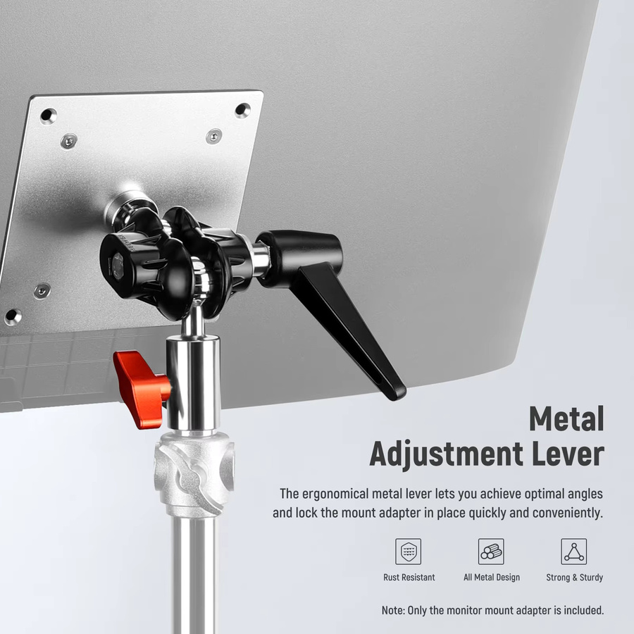 NEEWER Monitor-Mount-Adapter mit VESA-Halterung aus Aluminiumlegierung in Silber mit verstellbarem 360 Grad Dual-Kugelgelenk, M4 Schraube und 5/8 Zoll Anschluss - Bild 5