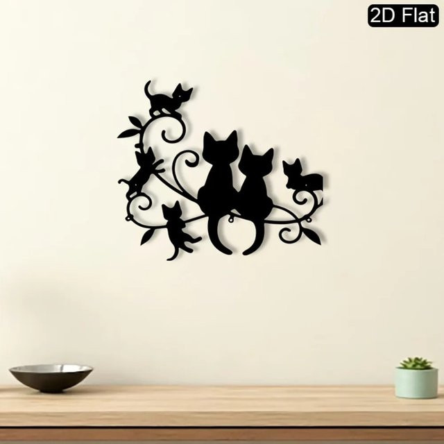 CIFBUY Metall-Katzen-Wandkunst als 2D Eisenskulptur zur Wandmontage für Wohnzimmer und Garten - Bild 1