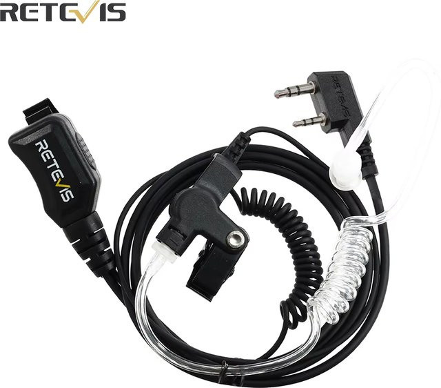 RETEVIS Walkie Talkie 2 Pin Ohrhörer mit PTT und Acoustic Tube in Schwarz für Kenwood, BaoFeng UV 5R und Quansheng UV K5 K6 - Bild 1