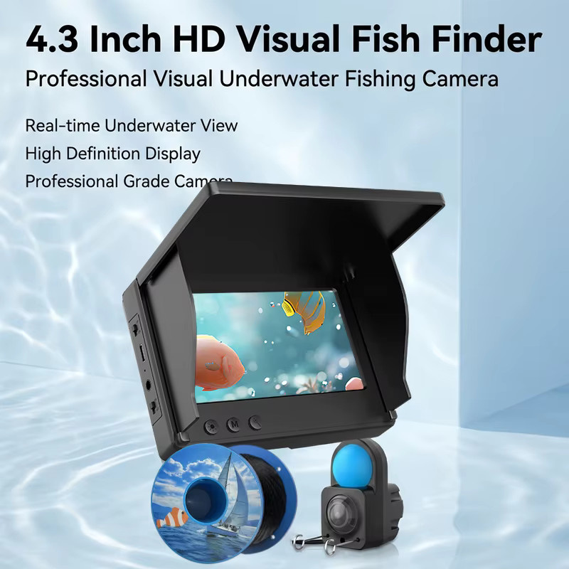 Tragbare Unterwasser-Angelkamera mit 4,3-Zoll-HD-Monitor und Nachtsichtfunktion in Schwarz für See-, Boot- und Eisfischen - Bild 2