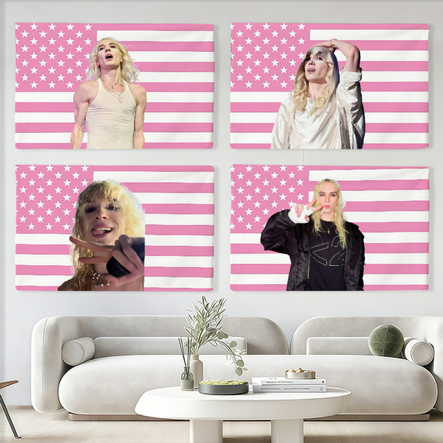 2hollis Rapper-Flagge Pink gestreift mit Sternen als Wandkunst Dekoration B: 60,0 cm, H: 40,0 cm - Bild 1