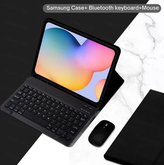 Samsung Galaxy Tab Hülle mit Bluetooth-Tastatur, Maus und Stiftschlitz in Schwarz für Galaxy Tab S7 11 Zoll und S8 11 Zoll - Bild 1