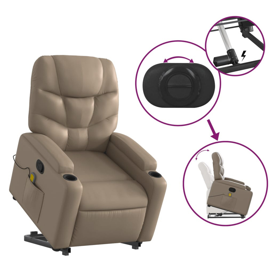 vidaXL Massagesessel mit Aufstehhilfe in Braun aus Kunstleder für Senioren - Bild 4