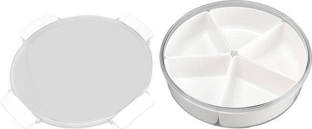 Koogeelife Sensorikbox mit Deckel in Weiß, stapelbare Aufbewahrungsbox aus Kunststoff mit 5 herausnehmbaren Fächern - Bild 1