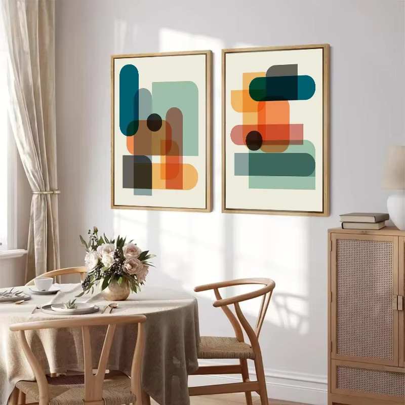 Potdemiel Leinwandgemälde Set mit abstraktem geometrischem Design in Bunt für moderne Wanddekoration - Bild 3