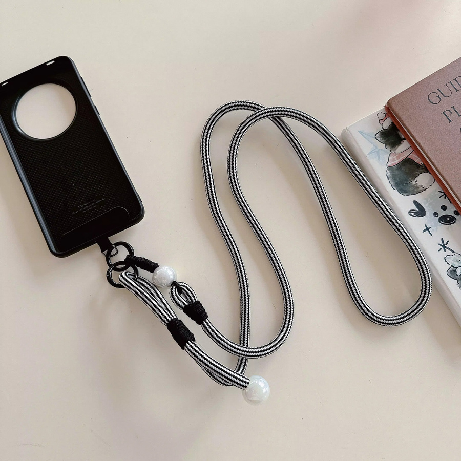 ZHANZHI Perlmuttfarbenes Telefonseil in Bunt und Lila, Verstellbares Halsband und Umhängetasche als Anti-Verlust Kettenanhänger für Unisex - Bild 1