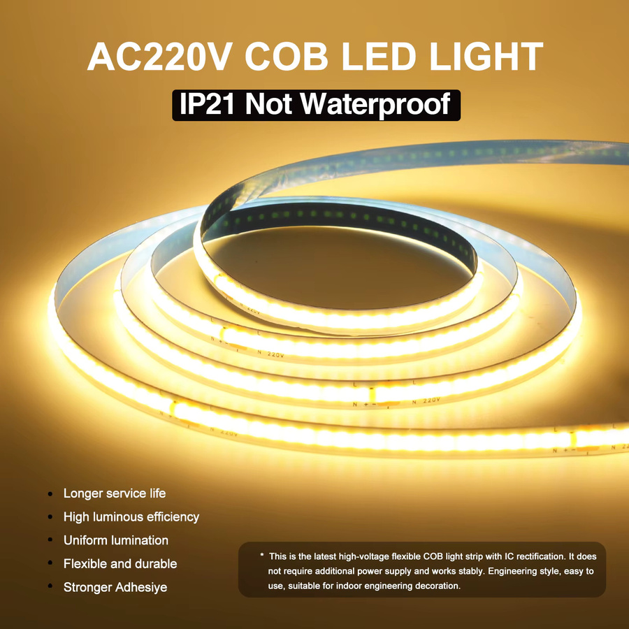HEGEHE COB LED-Streifen IP20 mit 240 LEDs/m, AC 220 V, Weiß, für Heimdekoration - Bild 3