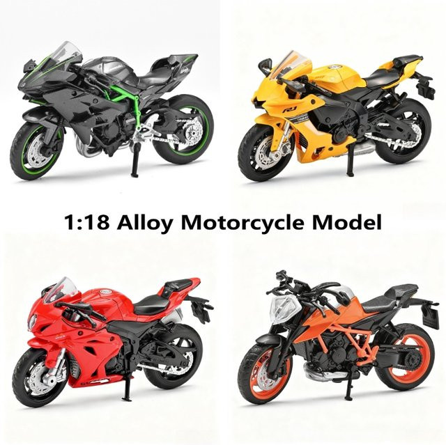 1:18 H2R R1 GSX-R1000 Super Duke R Simulation Legierung Motorrad, Modell Spielzeug, Metall, Rot - Bild 1