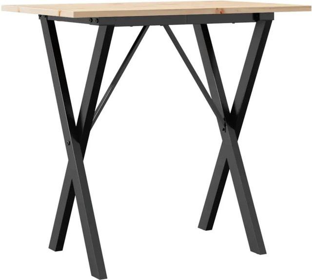 vidaXL Esstisch mit X-Gestell aus Massivholz Kiefer und Gusseisen in Braun, B/T/H: 80 x 50 x 75 cm - Bild 1
