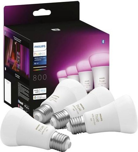 Philips Hue LED-Leuchtmittel Hue White & Color Ambiance 4er Set E27 Bluetooth RGBW Warmweiß bis Kaltweiß - Bild 1