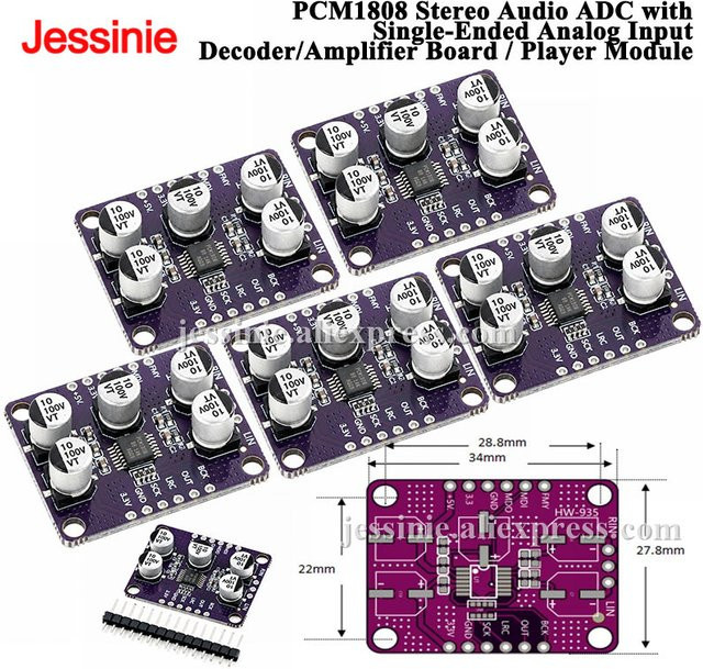 PCM1808 Stereo-Audio-ADC-Modul 24-Bit mit I2S-Ausgang für DSP STM32 ESP32 Decoder-Board - Bild 1