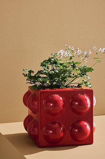Boo Potte Keramiktopf in Rot, quadratisch und modern im geometrischen Design für den Tisch - Bild 1