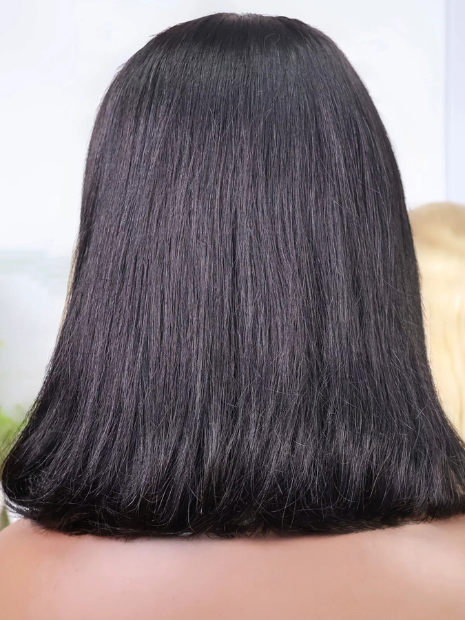 Doralia Bob Echthaar Perücke, 14 Zoll, 13x4 Lace Front, gerade, 200 % Dichte - Bild 7
