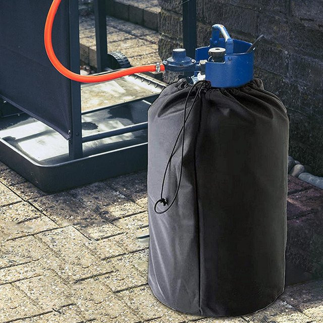 Wasserdichte Camping Gas Tank Abdeckung aus 210D Oxford Polyester in Schwarz, B/T/H: 59,0 x 31,0 x 0 cm - Bild 1
