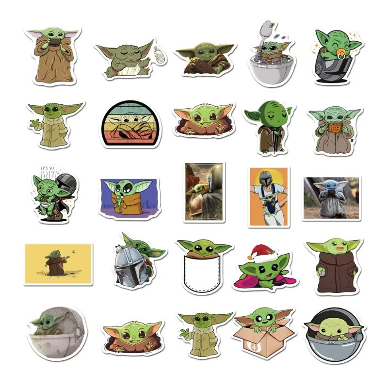 50 Stück Star Wars Yoda Aufkleber, bunte Cartoon Anime Sticker für Laptop, Handy, Auto und Spielzeug - Bild 3