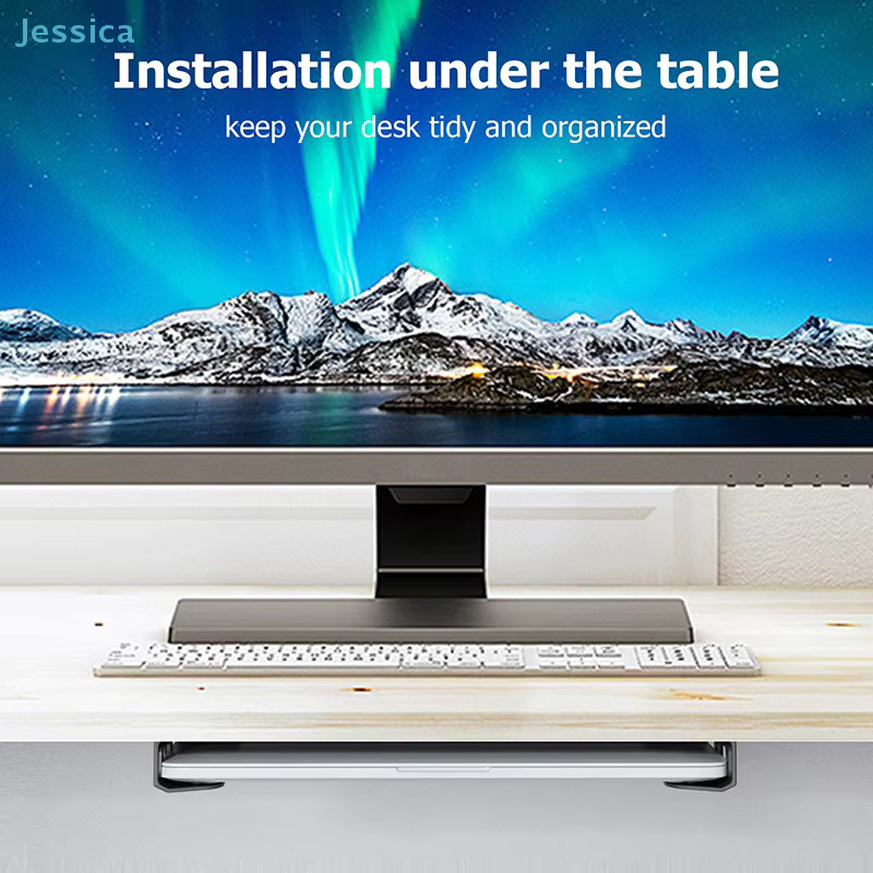 Jessica Universelle Laptop-Wandhalterung mit Kratzschutz in Transparent, platzsparender Halter für unter den Schreibtisch - Bild 5