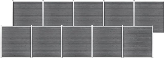 vidaXL Gartenzaun aus WPC und Aluminium in Grau, B/H: 1737 x 186 cm - Bild 1
