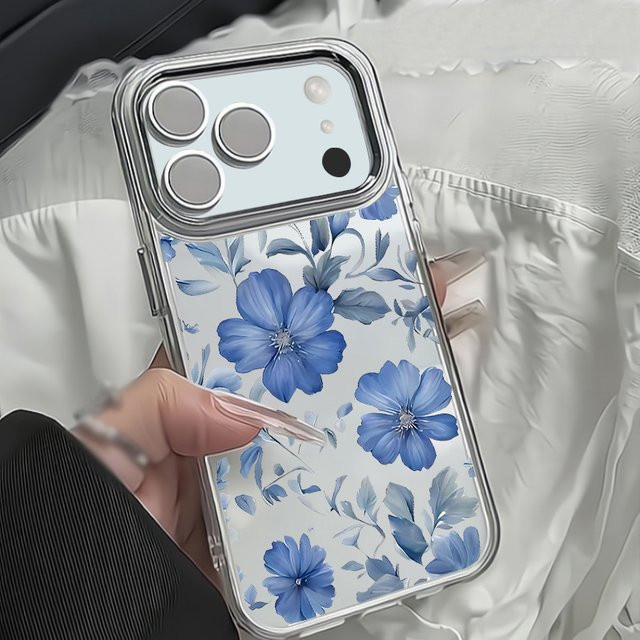 Transparente Handyhülle mit Blumenmuster von MOESOE für iPhone 17 16 15 14 13 12 Pro Max und Air 11 mit plattiertem Linsenrahmen und weicher Abdeckung - Bild 1