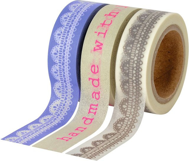 VBS Washi Tape Set With Love Multicolor aus Reispapier, 3er-Pack - Bild 1
