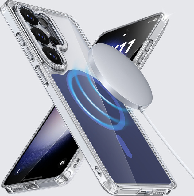 Transparente Magnetische MagSafe Schutzhülle für Samsung Galaxy S26 S25 S24 S23 S22 Ultra Plus FE Armor Stoßfeste Hartschale - Bild 1