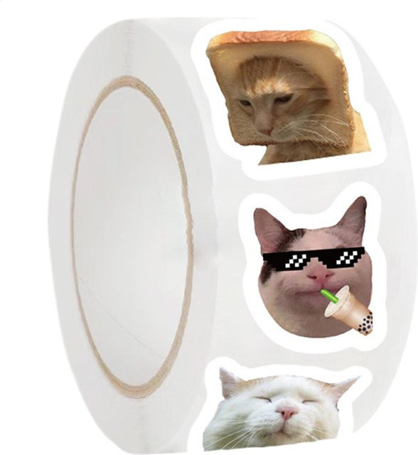 500 Stück Niedliche Katzen-Aufkleber in Weiß und Mehrfarbig, Wasserfeste Sticker-Rollen für Laptop, Flaschen und Dekoration - Bild 1