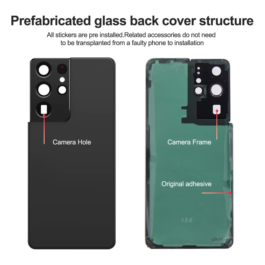Sinmaytai Ersatz Glaspanel für Samsung S21 Ultra SM-G998B Rückseitige Gehäuseabdeckung mit Kameralinse in Silber - Bild 2