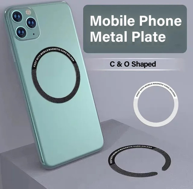 QGhappy Universal Edelstahl Metallring für MagSafe Drahtlose Ladegeräte, Magnetische Aufkleber-Platte für iPhone und Xiaomi, Silber - Bild 1