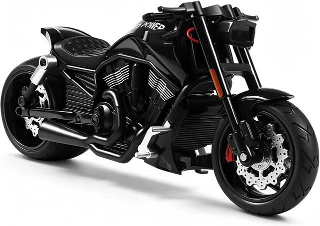 WELLY Retro Schwerlast-Motorradmodell, 1:10, Metall, Schwarz - Bild 1