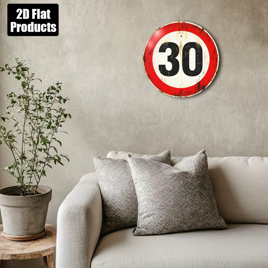 Rundes Vintage Speed Limit 30 Metallschild von Potdemiel in rustikaler Optik als Wanddekoration, Durchmesser: 20,32 cm - Bild 5
