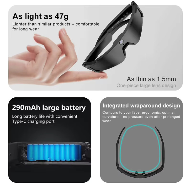 OnePlus AI Smart-Brille in Schwarz mit 8K-Kamera, Bluetooth, Sprachassistent und Übersetzerfunktion - Bild 3