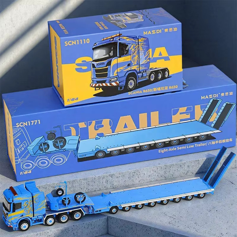 MASDI Scania R650 Anhänger-Set, Modellauto, 1:64, Metall, Blau - Bild 4