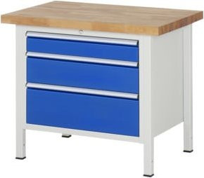 Rau Werkbank höhenverstellbar mit 3 Schubladen, B/T/H: 100 x 70 x 84-104 cm - Bild 1