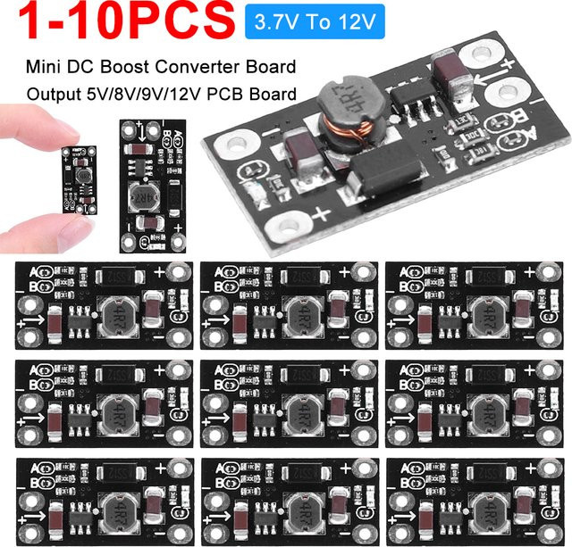 ALLOYSEED 10 Stück Mini DC-DC Boost Up Wandler Spannungsregler Leiterplatte in Schwarz für Lithium-Batterien - Bild 1