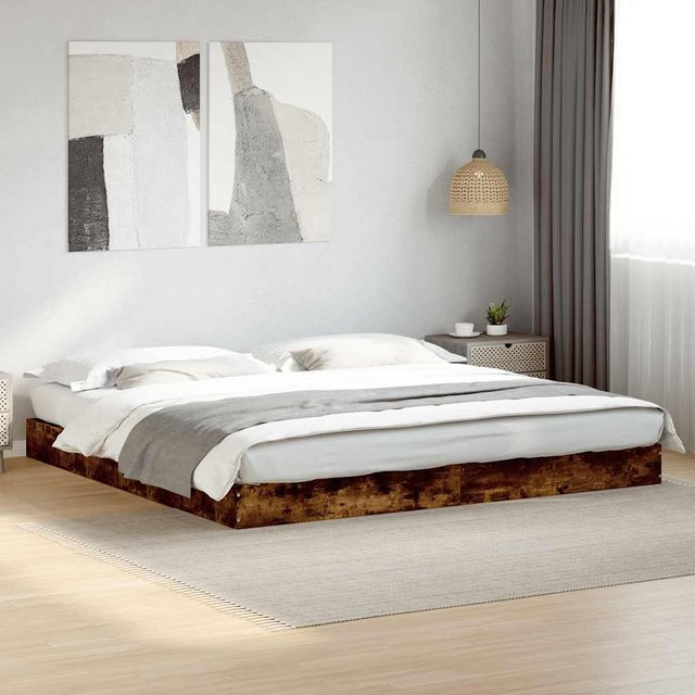 vidaXL Bettgestell aus Holzwerkstoff in Räuchereiche, B/T/H: 180 x 200 x 170 cm - Bild 3