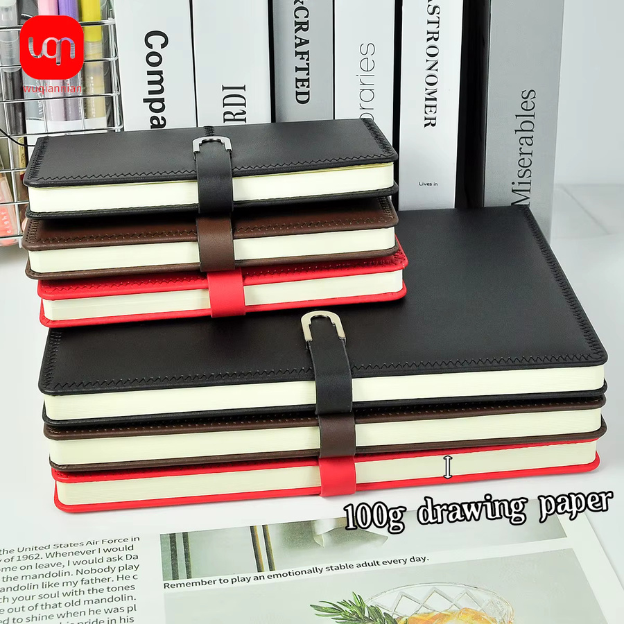 WQN-1PC Notizbuch Hardcover in Schwarz, liniertes Tagebuch aus Kunstleder für Business und Schule, Format A6 - Bild 3