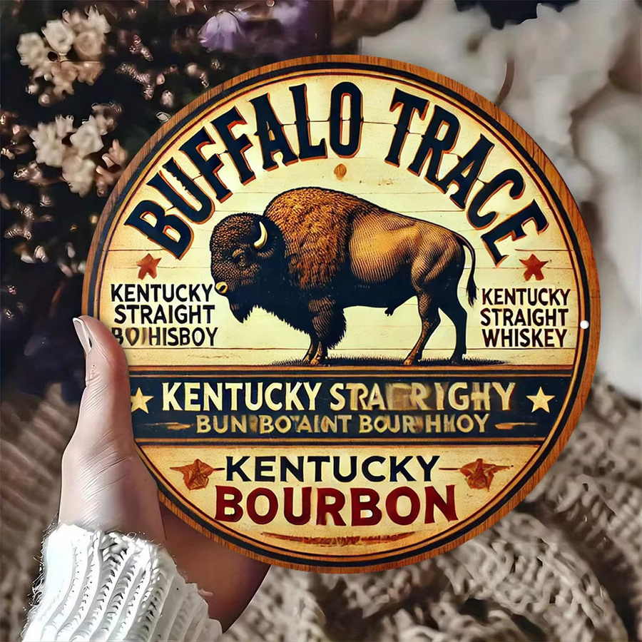 Potdemiel Vintage Buffalo Trace Metallschild Rund, Durchmesser: 20,32 cm, Wanddekoration Aluminium in Braun und Mehrfarbig - Bild 2